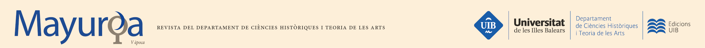 Logotipo conformado por el texto: Mayurqa V època. Revista del departament de ciències històriques i teoria de les arts.